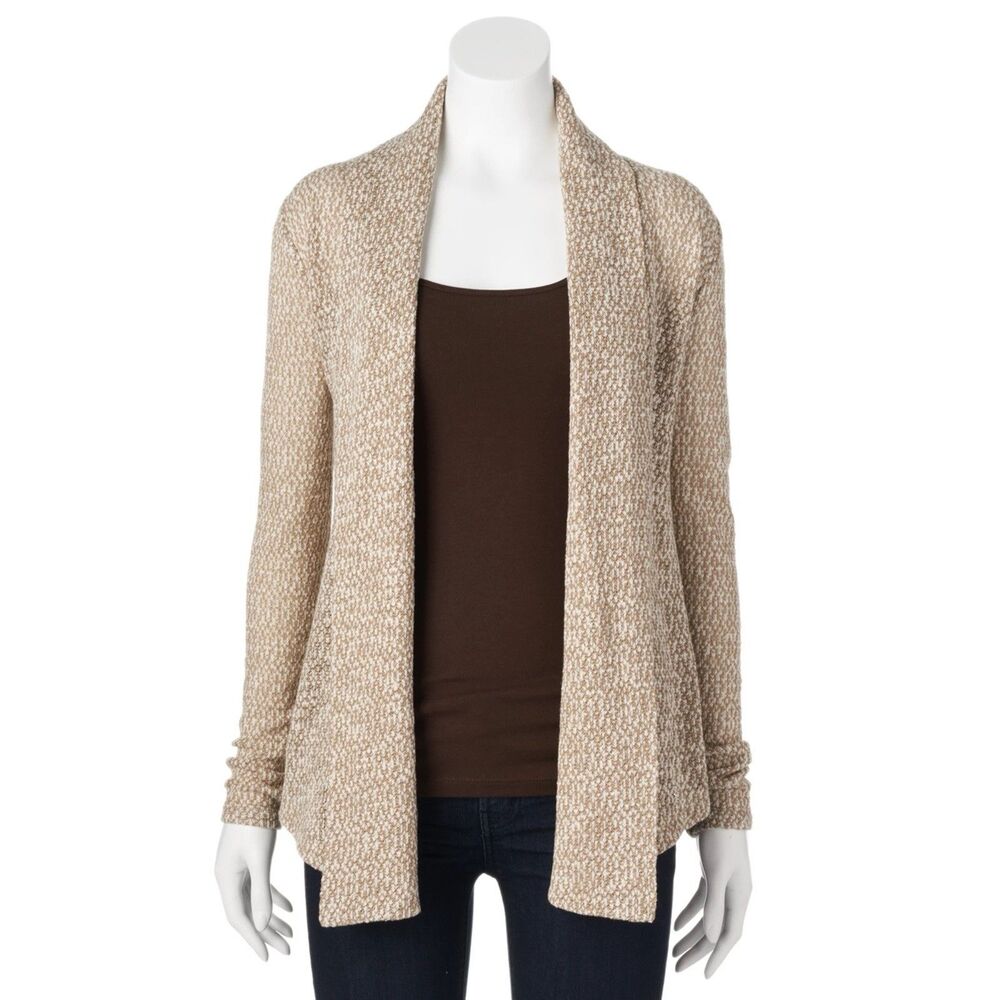 Croft & Barrow Cardigan Size L Beige Open-Front New Women's